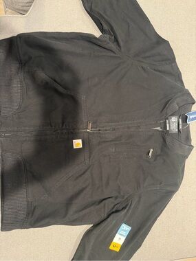 Carhartt Black Zip-Up Bomber Jacket with Ribbed Cuffs